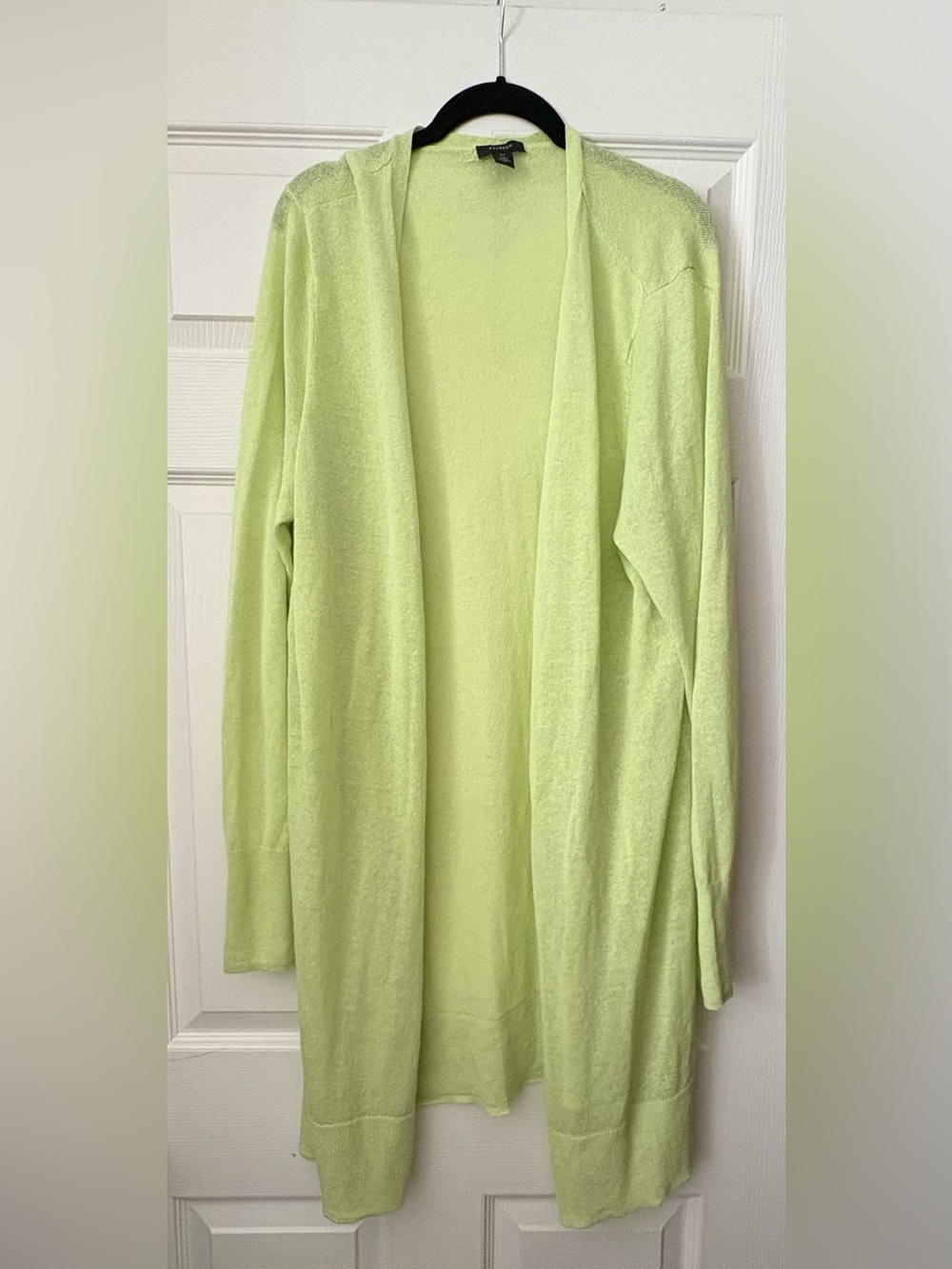 Halogen green open front linen blend Sz 2X Cardigan Sweater with Long Sleeves